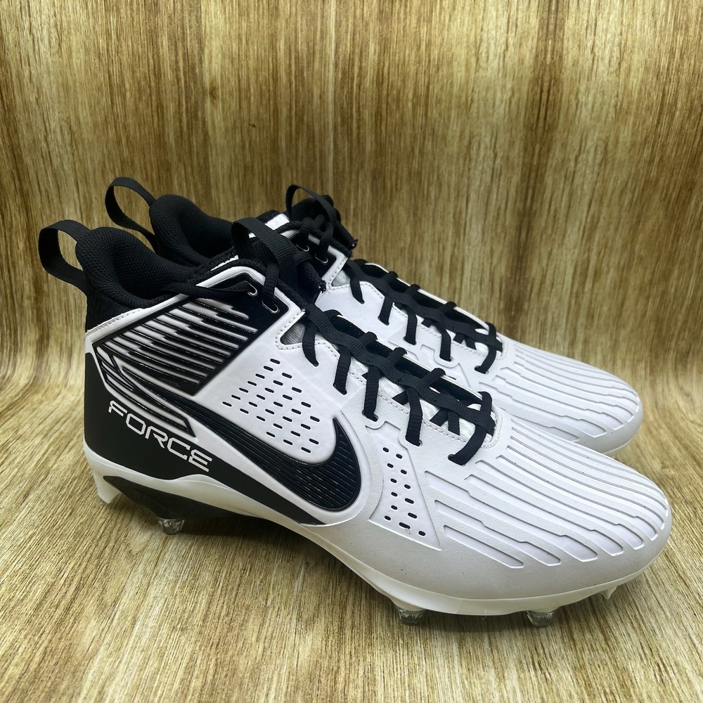 Nike Force Savage Pro‎ 3 Football Cleats Men's Size 13 White Black FJ8149-100